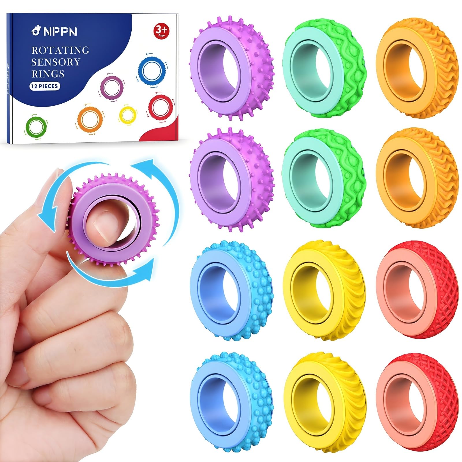 Amazon.com: NPPN Fidget Rings for Kids, 12 Pcs Quiet Finger